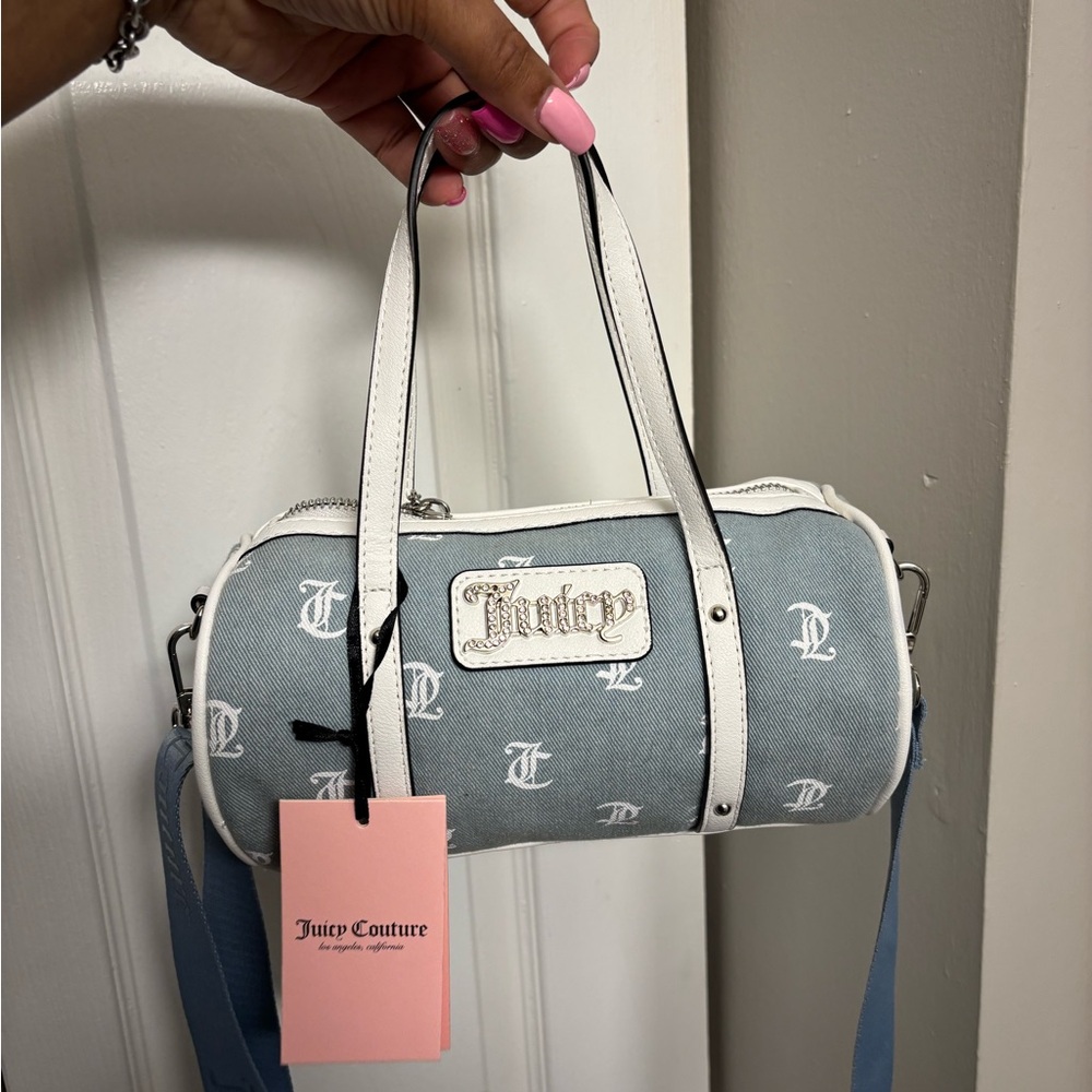Juicy Couture Light Blue and White Mini Barrel Bag